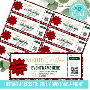 Überraschung Weihnachtsgeschenk, Event Ticket Pintables, Editierbare Event Tickets, Event Ticket Template Printable, DIY Event Ticket, Weihnachtsticket