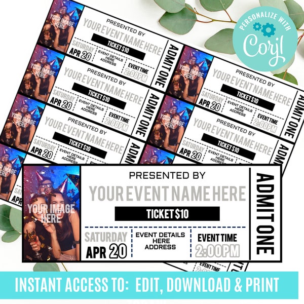 Event Ticket Printables, Editable Event Tickets, Event Ticket Template Printable, DIY Event Ticket, Fake Editable Pass, Instant Download