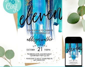 11th birthday, birthday invitations, tween birthday invitation, 11th birthday invitation, tween girl birthday, birthday invitation template