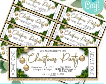 Christmas Party Ticket, Event Ticket Pintables, Editable Event Tickets, Event Ticket Template Printable, DIY Event Ticket, Christmas Ticket