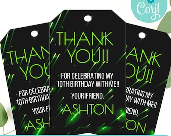 Glow in the dark gift tag, thank you tags,gift tag, Neon birthday tag, Bruh birthday thank you, Neon favor tag, neon invitation