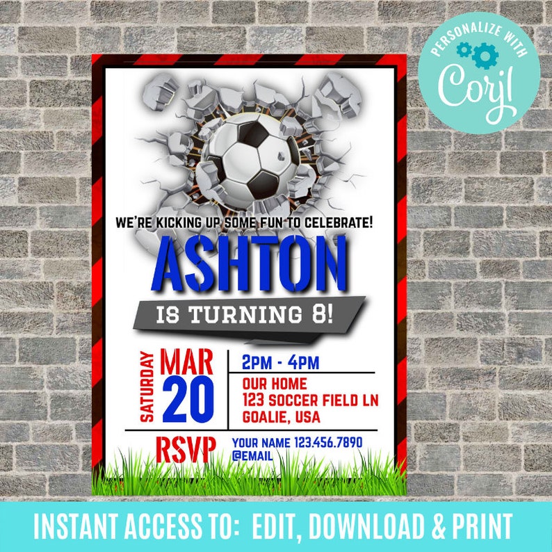 Soccer Birthday Invitation Soccer Invitation Soccer Editable Invitation Soccer Invite Soccer Party