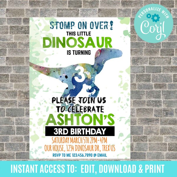 Raptor Birthday Invitation - Etsy