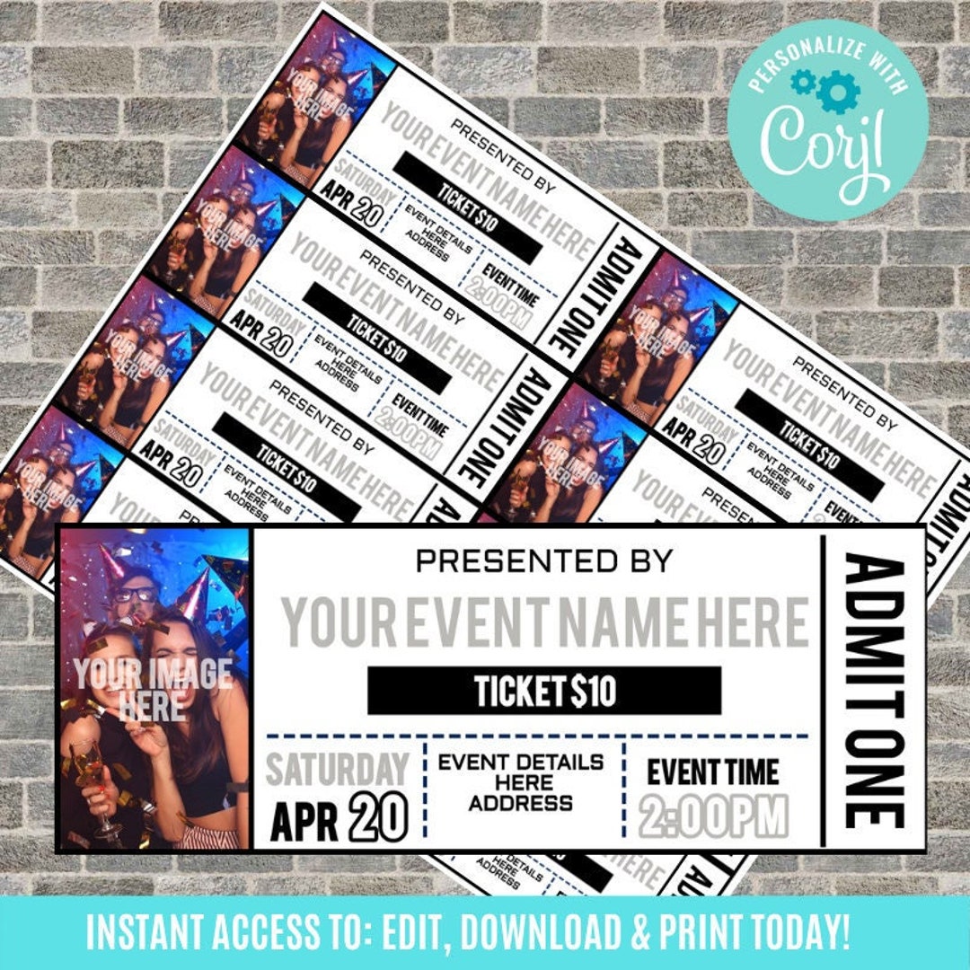 Event Ticket Printables Editable Event Tickets Event Ticket Etsy