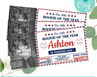 Baseball ticket invitation, Baseball Birthday, Baseball Baby Shower, Rookie of the Year, All Star, Baseball Party Decorations