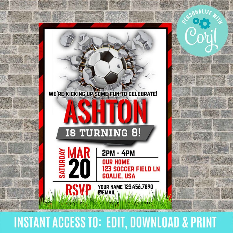 Soccer Birthday Invitation Soccer Invitation digital Soccer Editable Invitation Soccer Invite Soccer Party Soccer invitation
