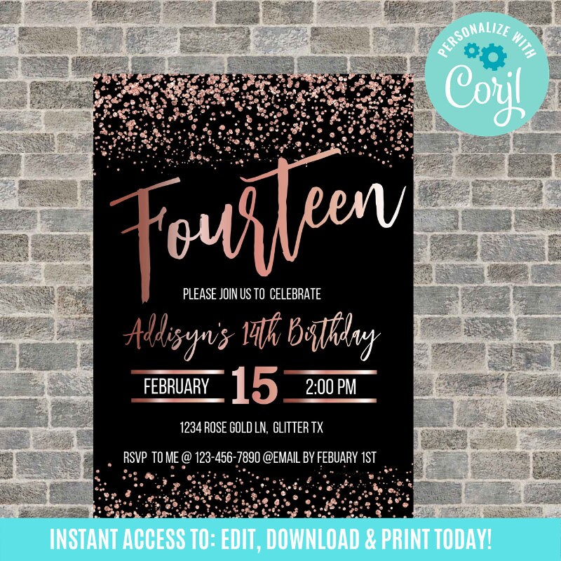Blank Birthday Party Invitations For Teenage Girls