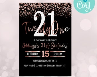 21st Birthday Invitations Etsy