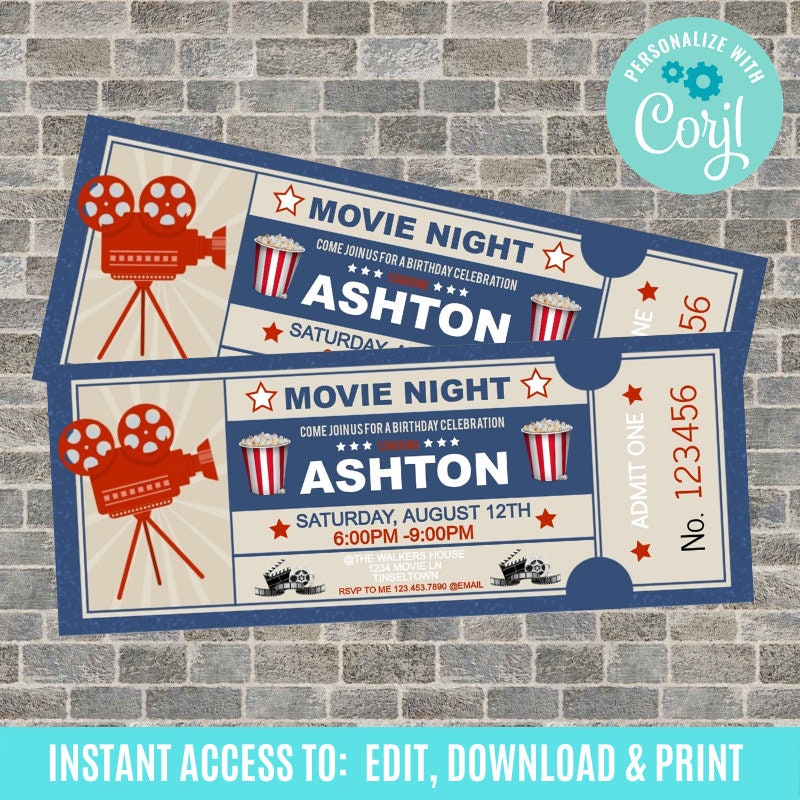 Movie Ticket Invite - Etsy