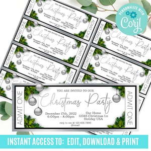 Christmas Party Ticket, Event Ticket Pintables, bearbeitbare Eventtickets, Eventticketvorlage druckbar, DIY Eventticket, Weihnachtsticket
