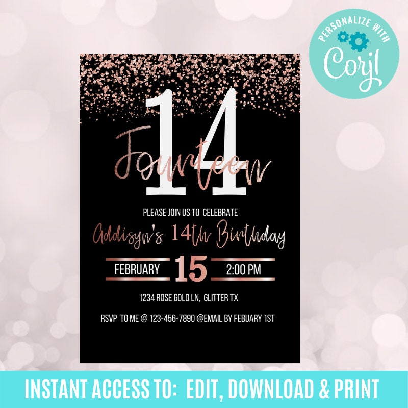 14. Geburtstag Mädchen Einladungen Teen Birthday Einladung | Etsy
