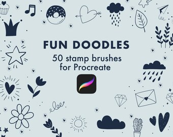 50 Procreate Fun Doodles Stamps | Doodle Element Brush | Procreate Stamp Bundle | Hand Drawn Procreate Doodle Stamps | Cute Stamps |
