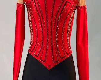 Voor maatwerk. Ritmische Gymnastiek Turnpakje voor Wedstrijden | Kunstschaatsjurk voor op het ijs, acrobatisch gymnastiekkostuum, unitard