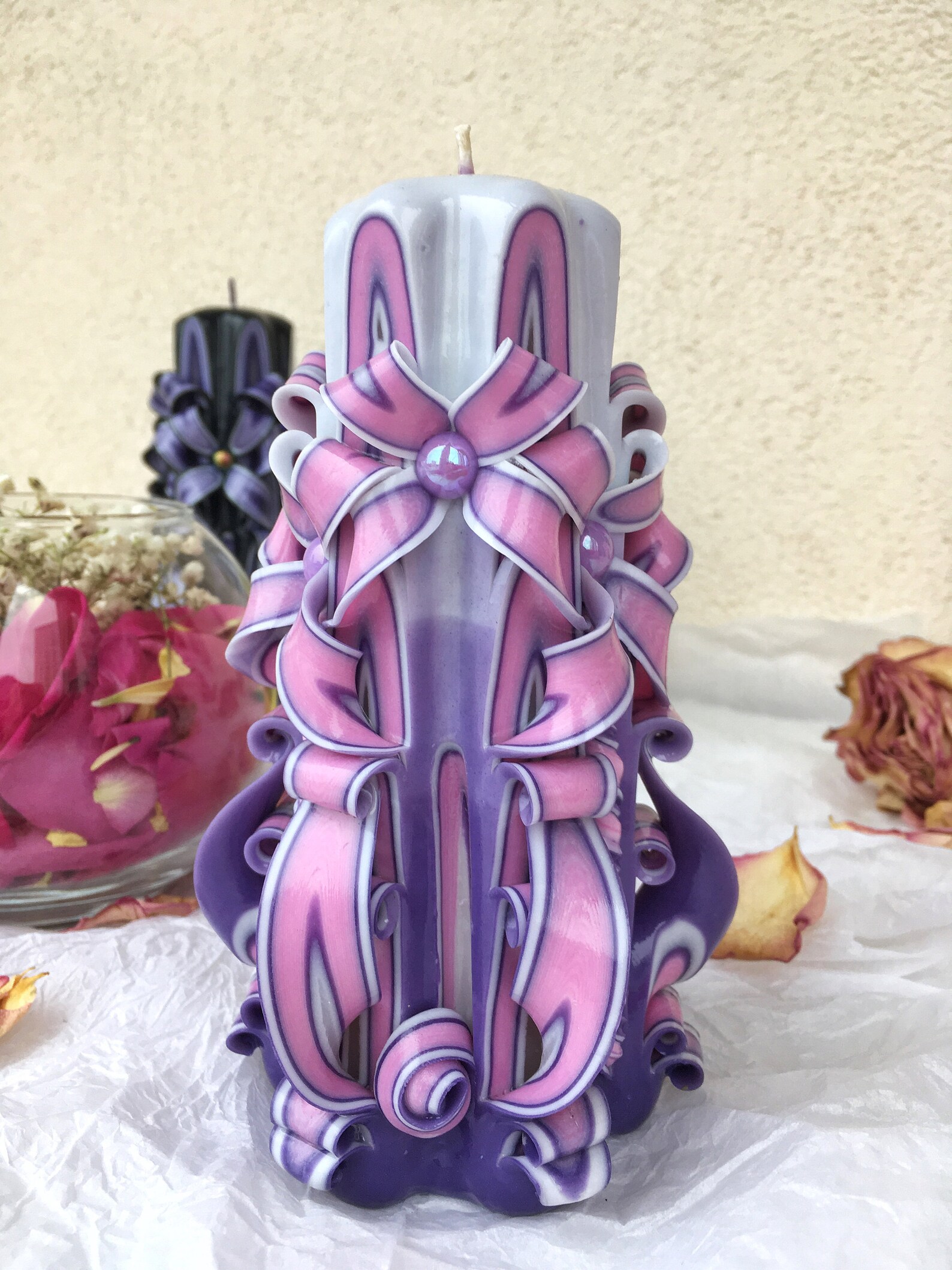 Multicolored Carved Candles. Beautiful Souvenir. Home Decor. Etsy