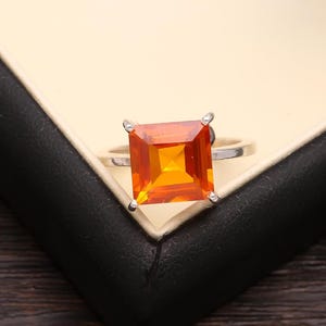 Flawless Orange Sapphire Ring Ceylon Fanta Orange Sapphire Ring Statement Ring Wedding Ring 925 Sterling Silver Ring Princess Gemstone Ring