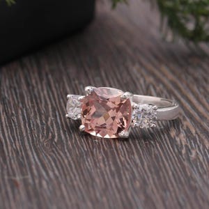 Ceylon Padparadscha Sapphire Ring Peach Sapphire Ring Natural Sapphire Ring Silver Ring Wedding Ring Cushion Gemstone Ring Statement Ring