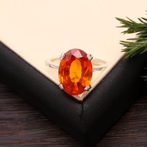 Flawless Padparadscha Sapphire Ring Ceylon Sapphire Ring Statement Ring June Birthstone Wedding Silver Ring Padparadscha Sapphire Jewelry