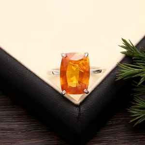 Flawless Padparadscha Sapphire Ring Ceylon Sapphire Ring Statement Ring June Birthstone Wedding Silver Ring Padparadscha Sapphire Jewelry