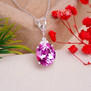 Pink Sapphire Pendant, Sapphire Necklace September Birthstone Jewelry