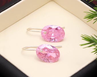 Ceylon Pink Sapphire Earrings Genuine Gemstone Earring Sterling Silver Earrings, September Birthstone Jewelry