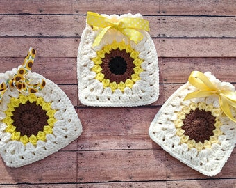 Crocheted Sunflower Gift Bag