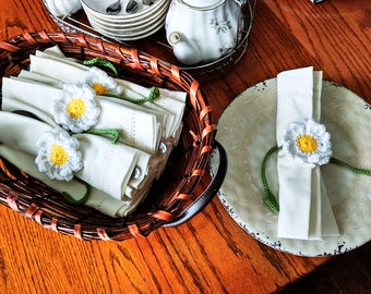 Crocheted Daisy Napkin Rings