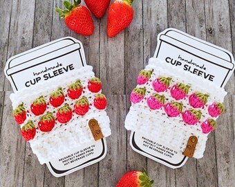 Crocheted Strawberry Coffee Cup Cozy