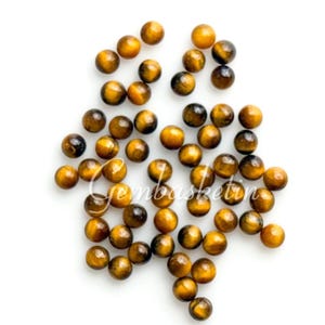 Tiger Eye Round Cabochon (Cabs) Flatback / 3MM - 12MM Sizes / Beautiful Yellow Color / Smooth Polished / Loose Gemstones