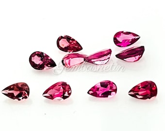 Pink Tourmaline Pear cut faceted Lot, 3X5 MM Size, Pink Color Loose faceted pear gemstones for Jewelry making, custom ring, necklace etc