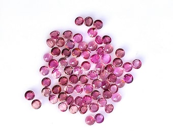 Pink Tourmaline Round Cabochon Lot,  3mm Size, Pink Color Smooth Flat Bottom Loose Cabochons for Jewelry Making, ring, necklace, bracelet