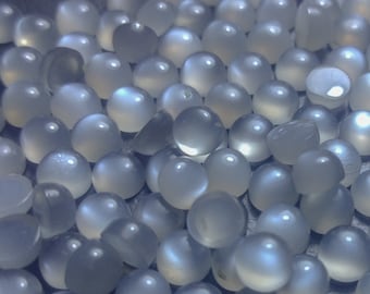 Cabujón redondo de piedra lunar gris, piedra de nacimiento de junio, de 2 a 12 mm, piedra lunar india, hermosas piedras preciosas sueltas naturales para la fabricación de joyas.