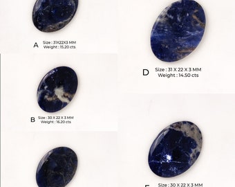 Sodalite Flatback Oval Cabochons / 30X22X3 MM Taille / Couleur Bleu Foncé / Pièces simples disponibles en Loose Gemstone pour pendentif, boucles d’oreilles, bague