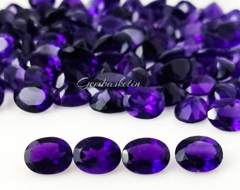 AAA African Amethyst Oval Faceted Cut /  5X3 MM - 10X14 MM Size / Dark Purple Color / Loose Gemstone for making beautiful jewelry