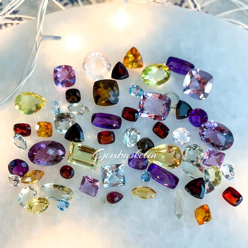 Loose Natural Mixed Semiprecious Gemstones Lot With Multiple Etsy