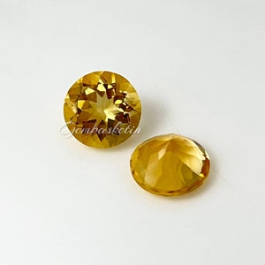 AAA Natural citrine round faceted cut gemstone / 4MM - 12MM / Yellow Color / faceted cut Loose Gemstones / November Birthstone