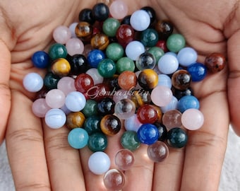 10mm Mini Gemstone Balls, Gemstone Crystal Sphere, Mixed Gemstone Ball, Smooth Crystal Marble, Meditation Stone Ball, Round Ball
