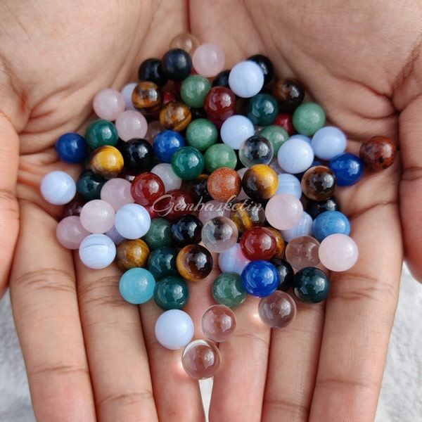 10mm Mini Gemstone Balls, Gemstone Crystal Sphere, Mixed Gemstone Ball, Smooth Crystal Marble, Meditation Stone Ball, Round Ball