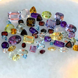 Lot de pierres semi-précieuses mélangées naturelles en vrac avec plusieurs formes, tailles et couleurs. Parfait pour la fabrication de bijoux DIY image 3