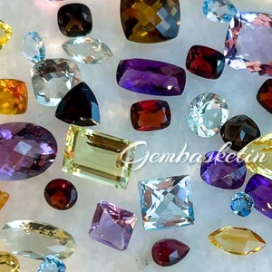 Loose Natural Mixed Semi-precious Gemstones Lot With Multiple Shapes ...