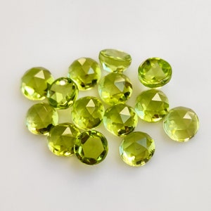 Natural Peridot Rose Cut Round Cabochon / 4MM - 8MM Size / August Birthstone / Green Color / Loose Gemstone for jewelry making / Wholesale