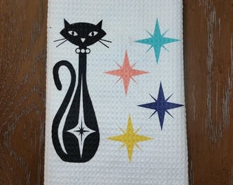 Atomic Cat, Holly Jolly Retro Mid Century Modern Cutting Board