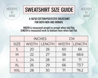 Unisex Size Chart Sweatshirt