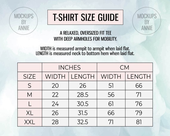 T-Shirt S XXL Size Chart Printful Tee 