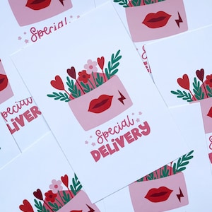 Cartões de bula - Cartões de agradecimento rosa fofos para o dia dos namorados - Embalagem - Cartões postais físicos para pequenas empresas | Contagem 25-50-100