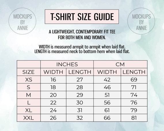 Contemporary Fit Size Chart