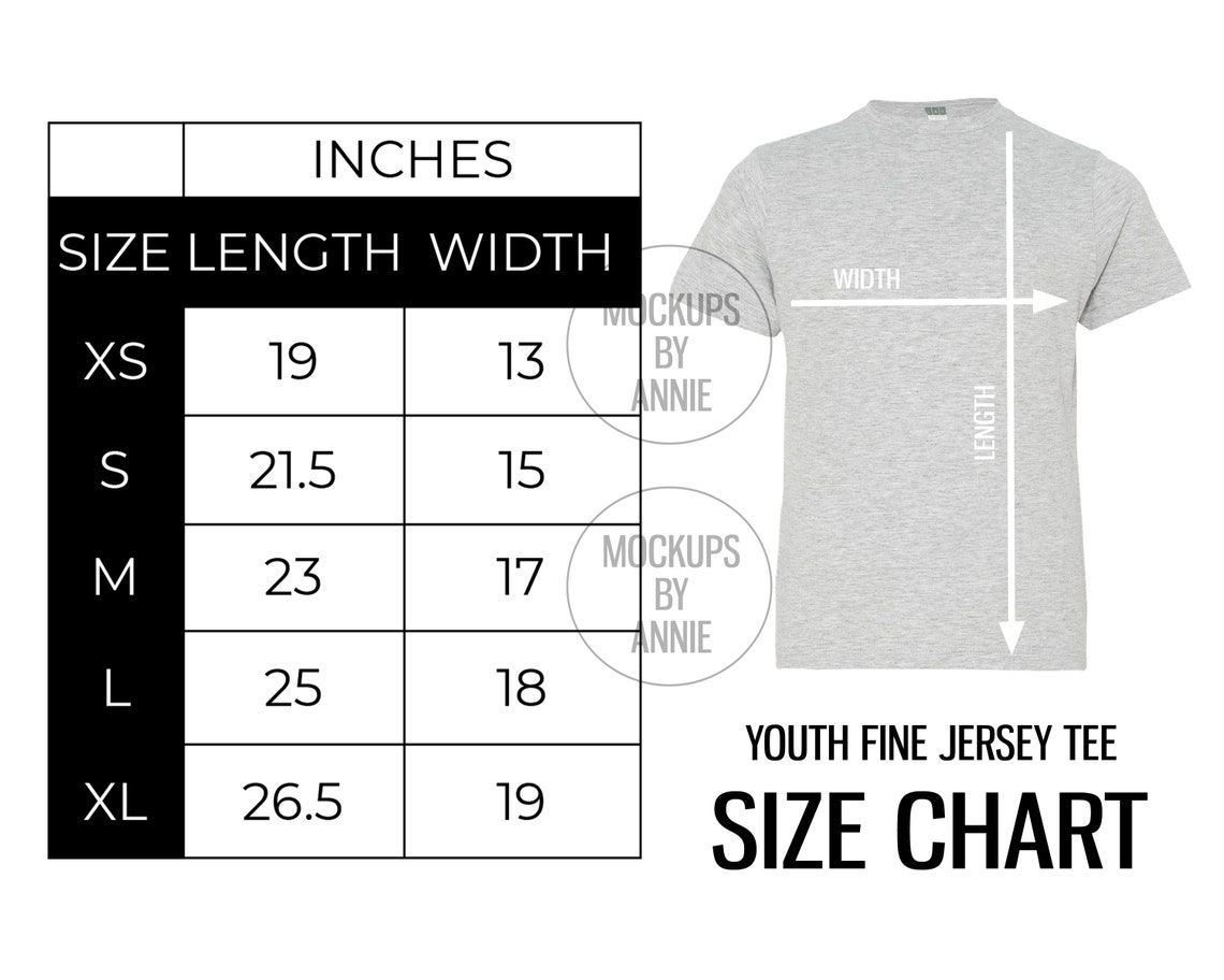 Youth Jersey Size Chart