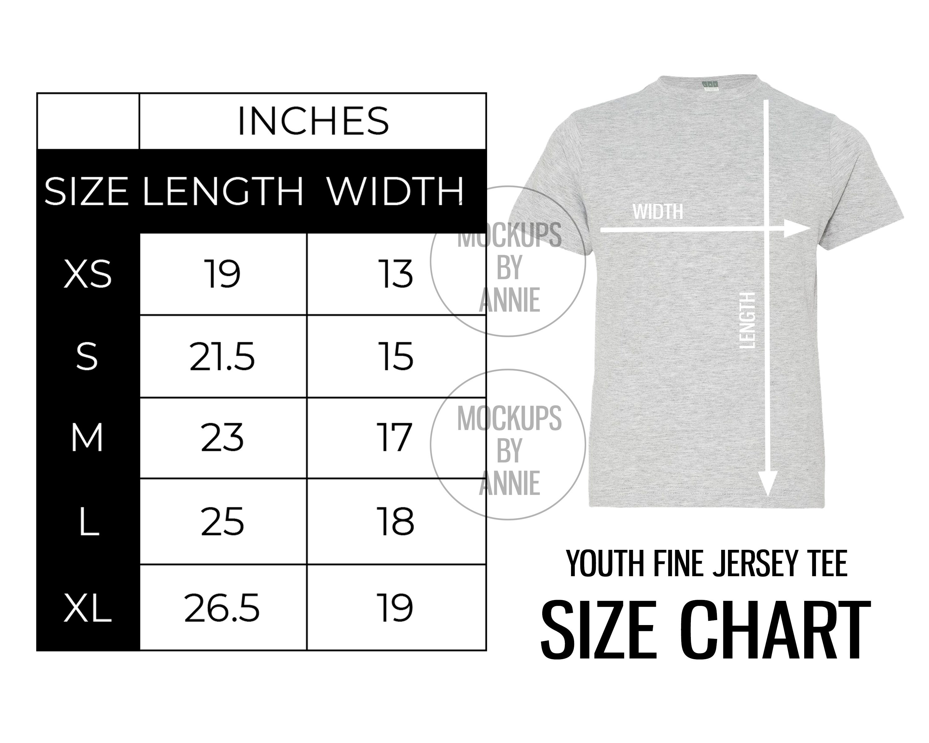 burst Lover og forskrifter længes efter LAT 6101 Youth Jersey T-shirt XS XL Size Chart Printful - Etsy