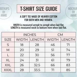 Men s Champion T shirt S XXL Size Chart Printful Tee Guide Mockup JPEG Download Etsy UK