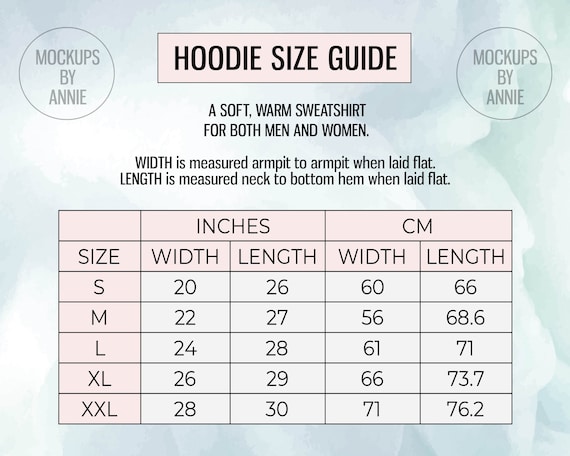 sweatshirt size chart