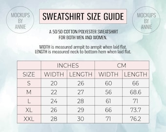 Gildan 18000 Unisex Bluza z okrągłym dekoltem S - XXL Tabela rozmiarów | Przewodnik po swetrach Mockup JPEG Pobierz